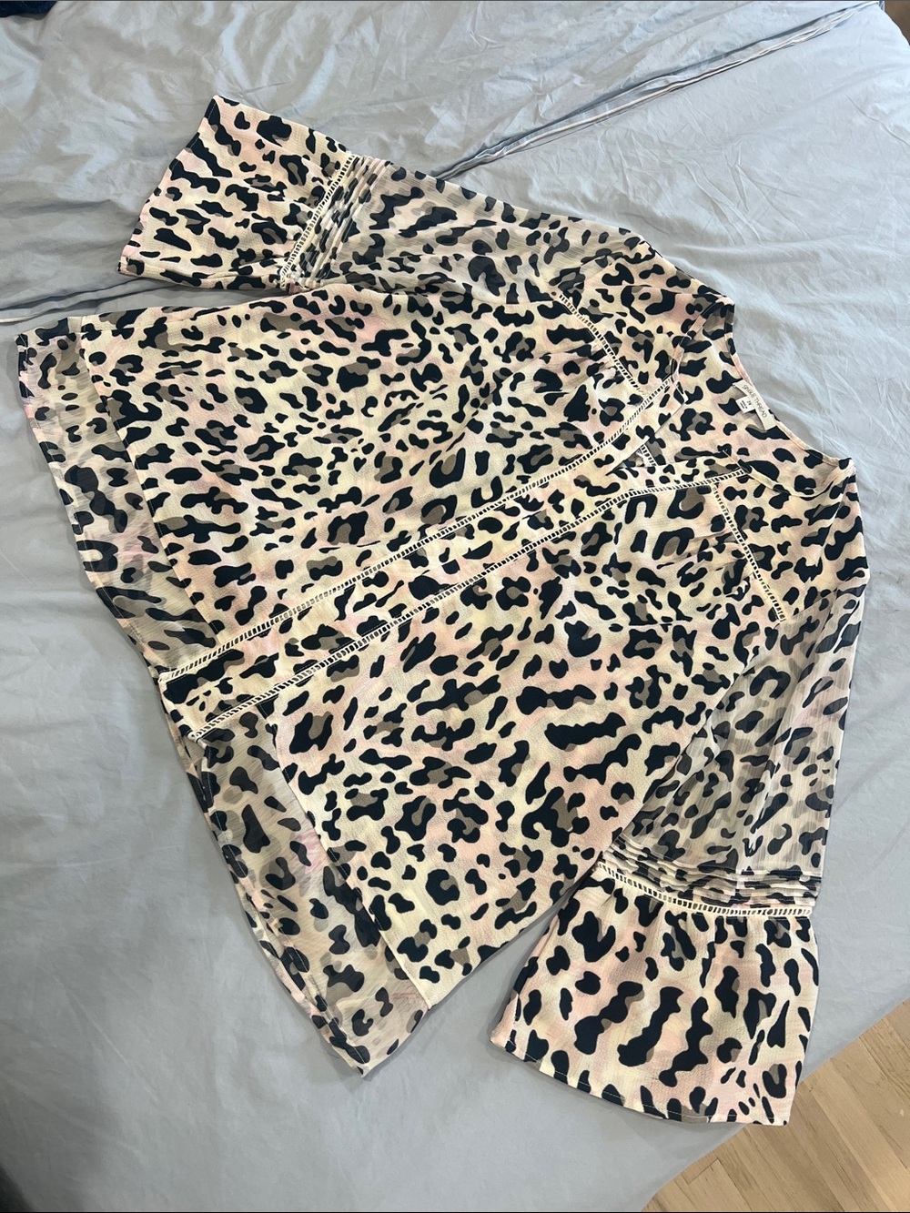 Leopard Print Bell Sleeve Blouse
